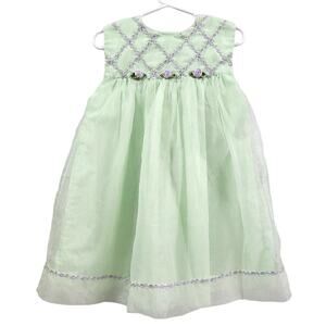 Vintage Bryan & Co Baby Girl Sage Green Tulle Dress Size 48 Mo